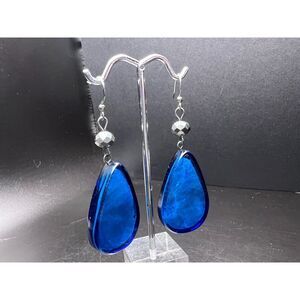 Chunky Blue Teardrop Earrings